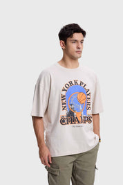 Polera Hombre Print Basketball Beige