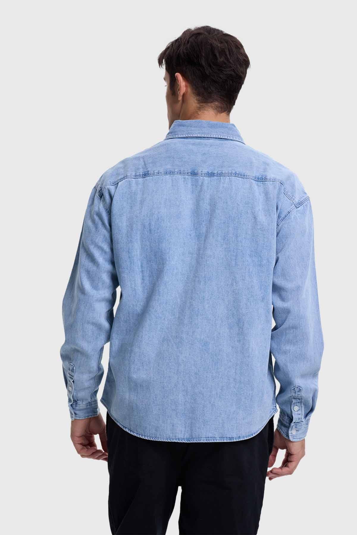 Camisa Hombre Sobrecamisa Denim Azul