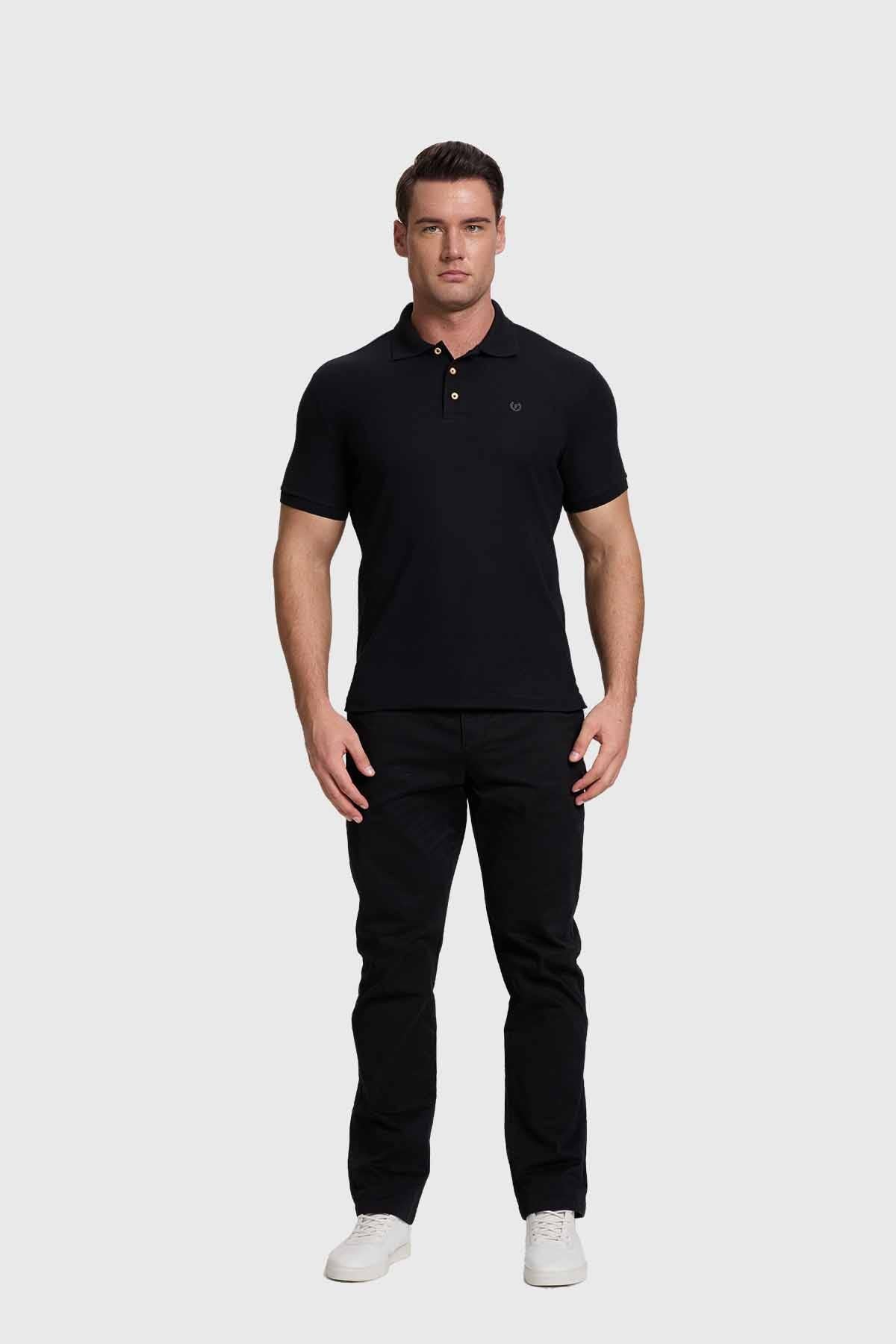 POLERA HOMBRE PIQUE BÁSICA LISA NEGRO FSP