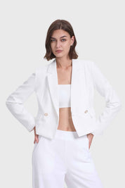 Blazer Mujer Corte Cruzado Crudo