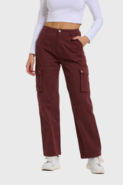 Pantalón Mujer Cargo Gabardina Café