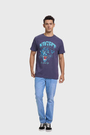 Polera Hombre Print Acid Wash Morado