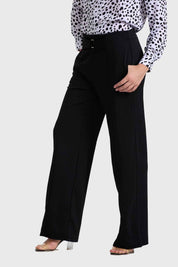 Pantalón Mujer Palazzo Con Hebilla Negro