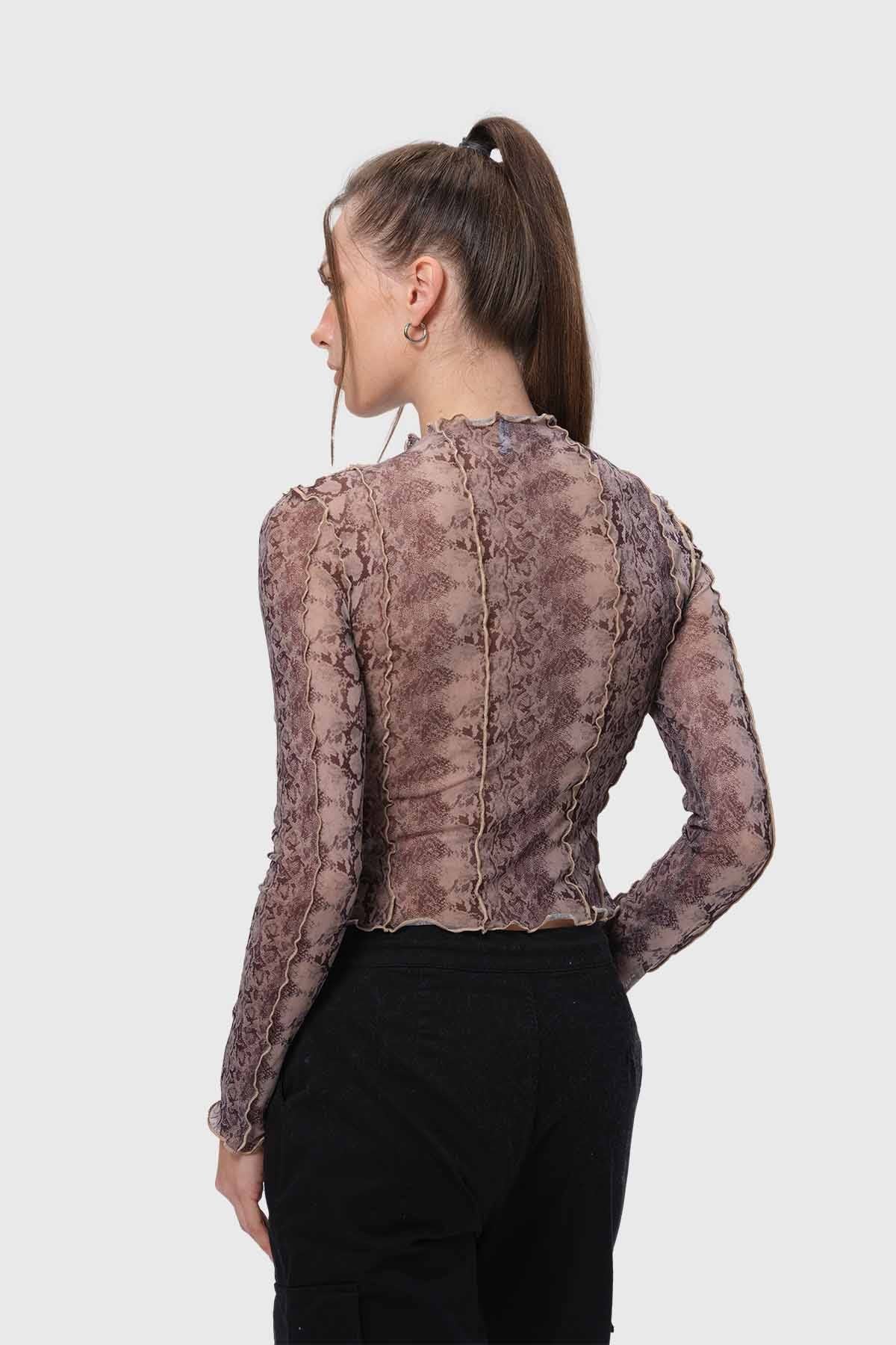 Polera Mujer Leopardo Rulé Café