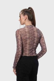 Polera Mujer Leopardo Rulé Café