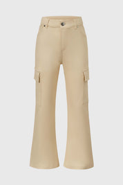 Pantalon cargo beige para nina con bolsillos laterales