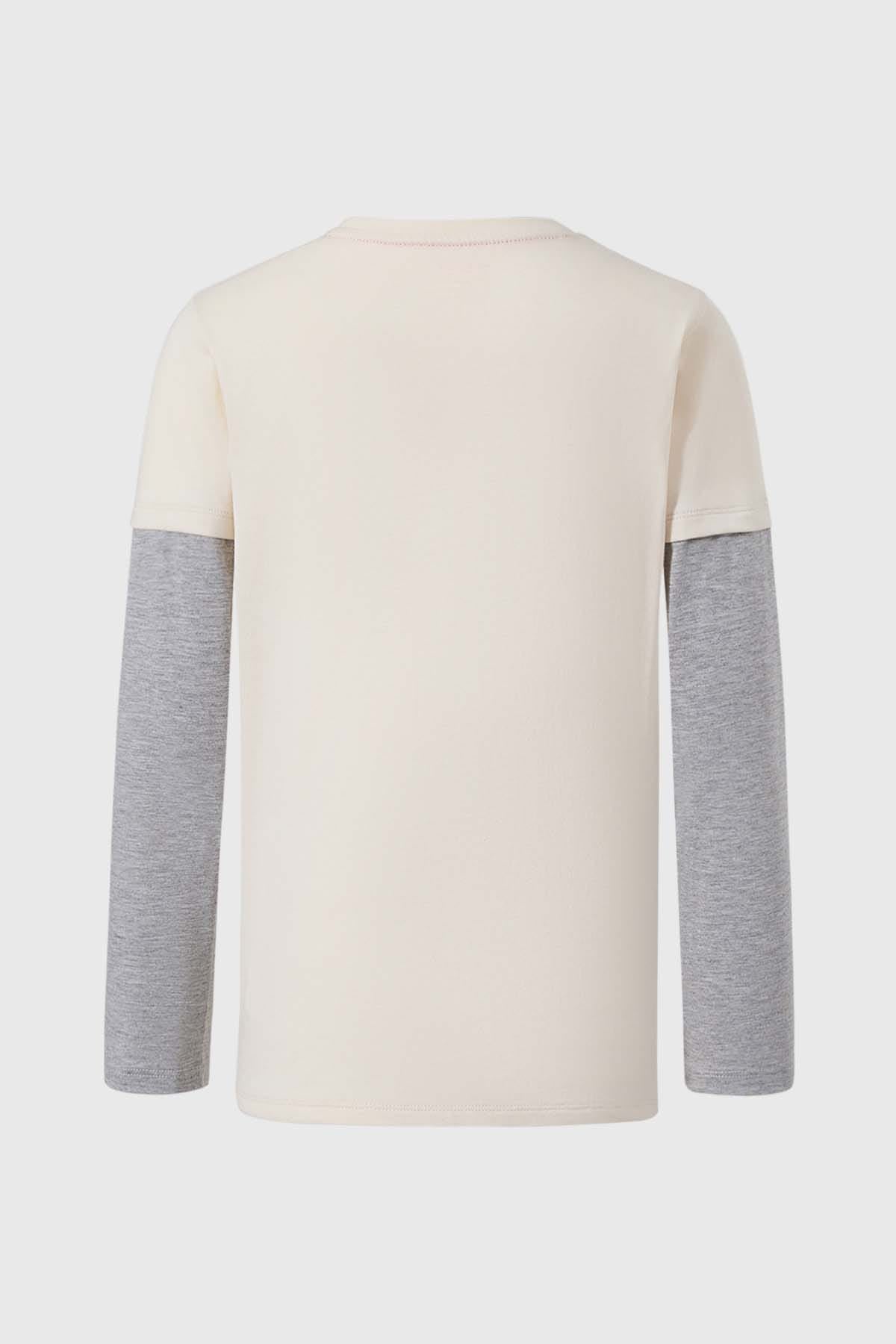 POLERA NIÑO DOBLE MANGA BÁSICA CRUDO II