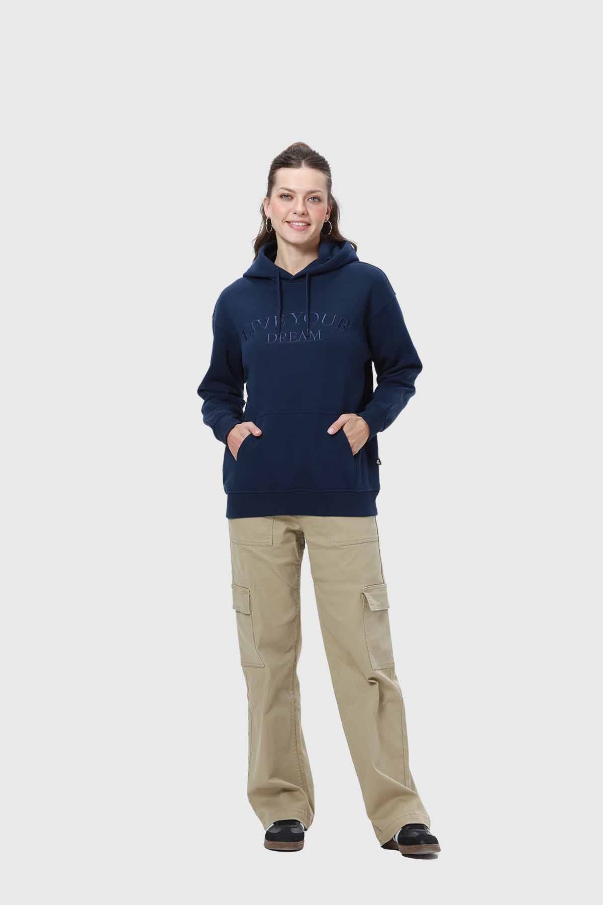Polerón Mujer Canguro Print Azul