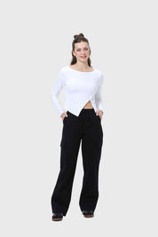 Pantalón Mujer Cargo Cordón Negro