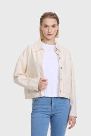 Chaqueta Mujer Abotonada Arena
