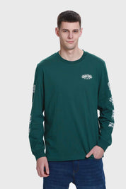 Polera Hombre Print Manga Verde