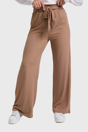 Pantalón Mujer Palazzo Pretina Elasticada Café