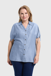 Blusa Mujer Con Ajustador Celeste