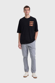 Polera Hombre Doble Print Negro