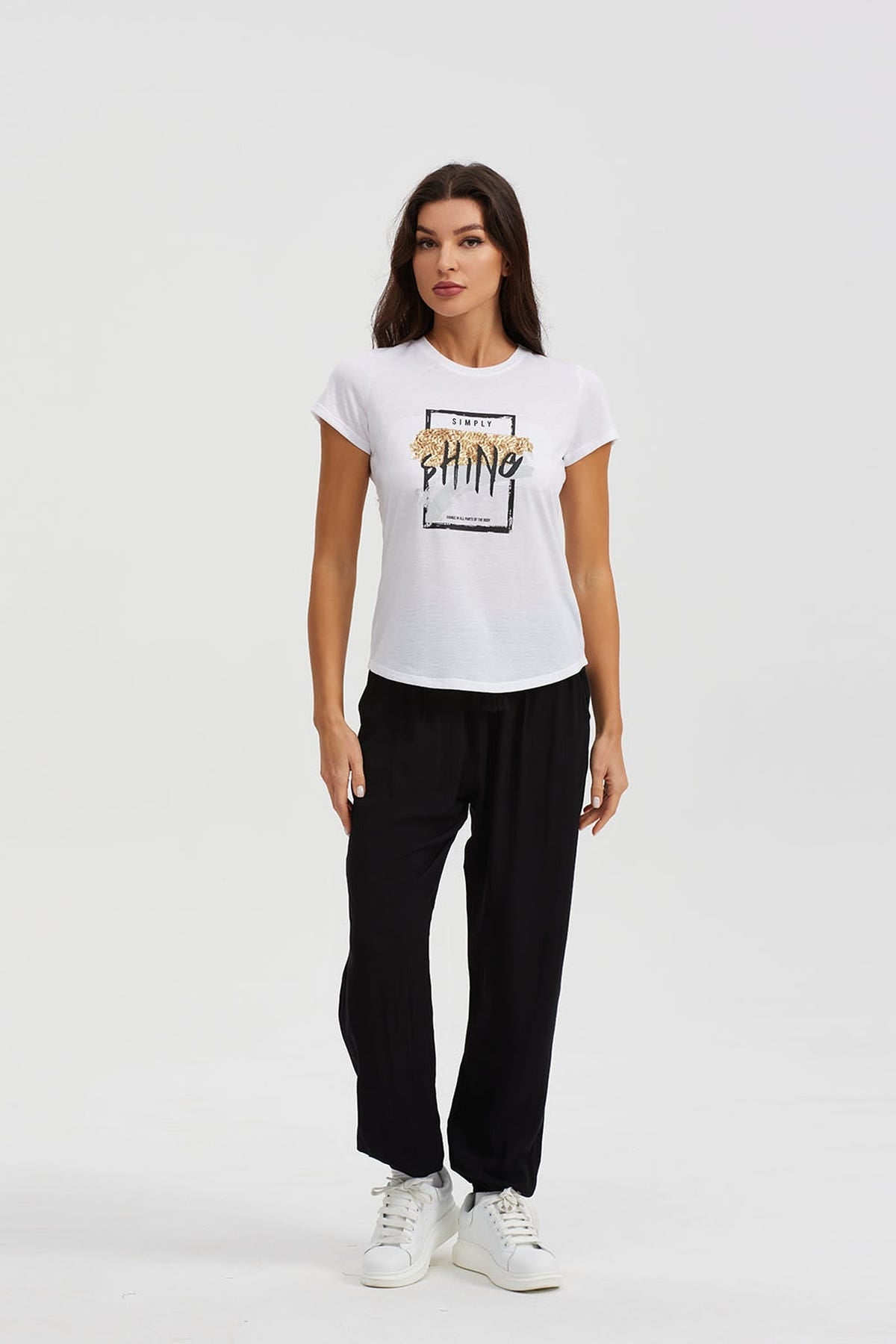 Pantalón Mujer Bombacho Puño Elástico Negro