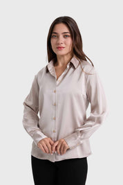 Blusa Mujer Satinada Abotonada Gris