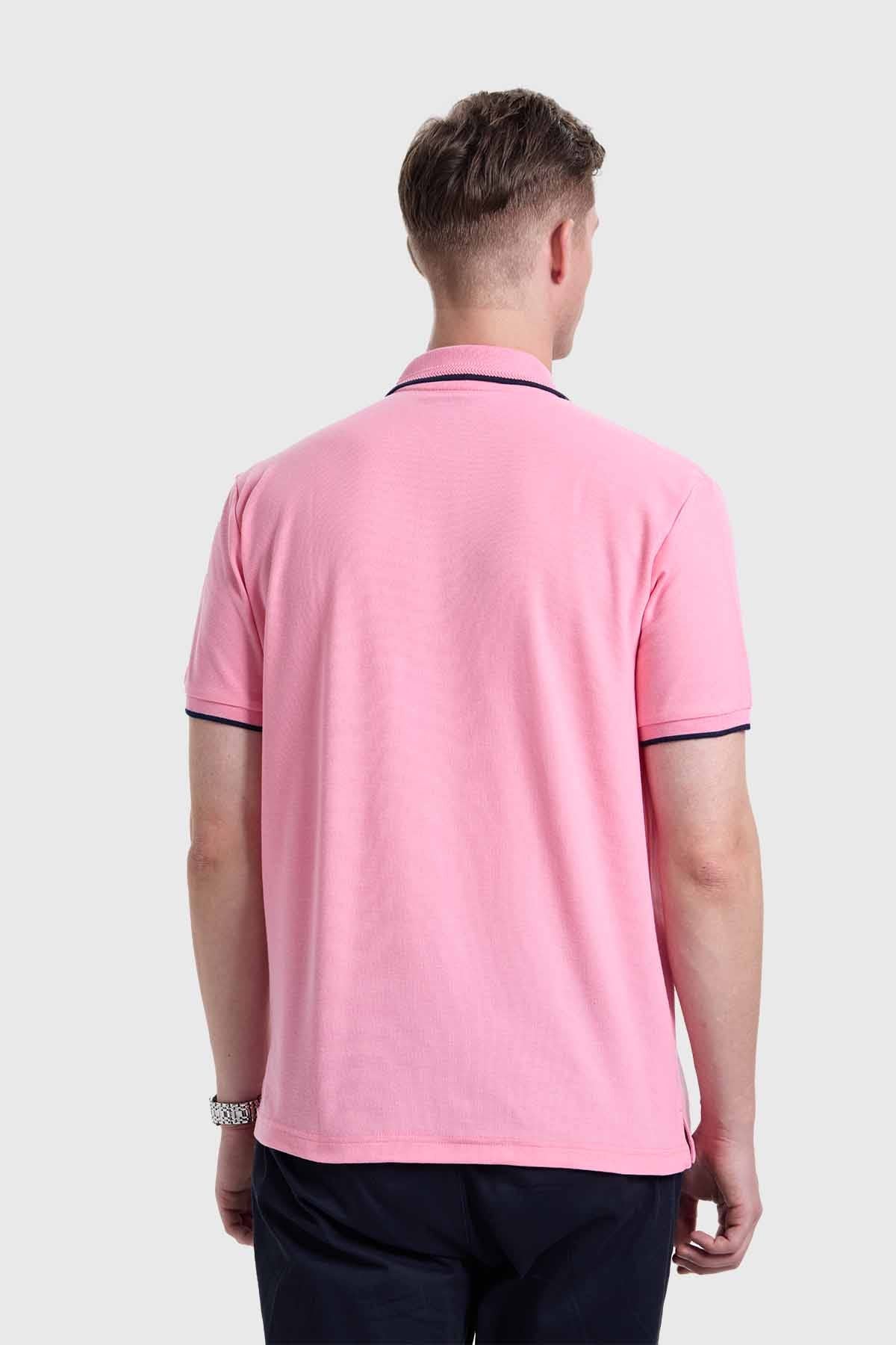 Polera Hombre Piqué Básica Rosado