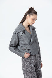 CHAQUETA MUJER BIKER GRIS