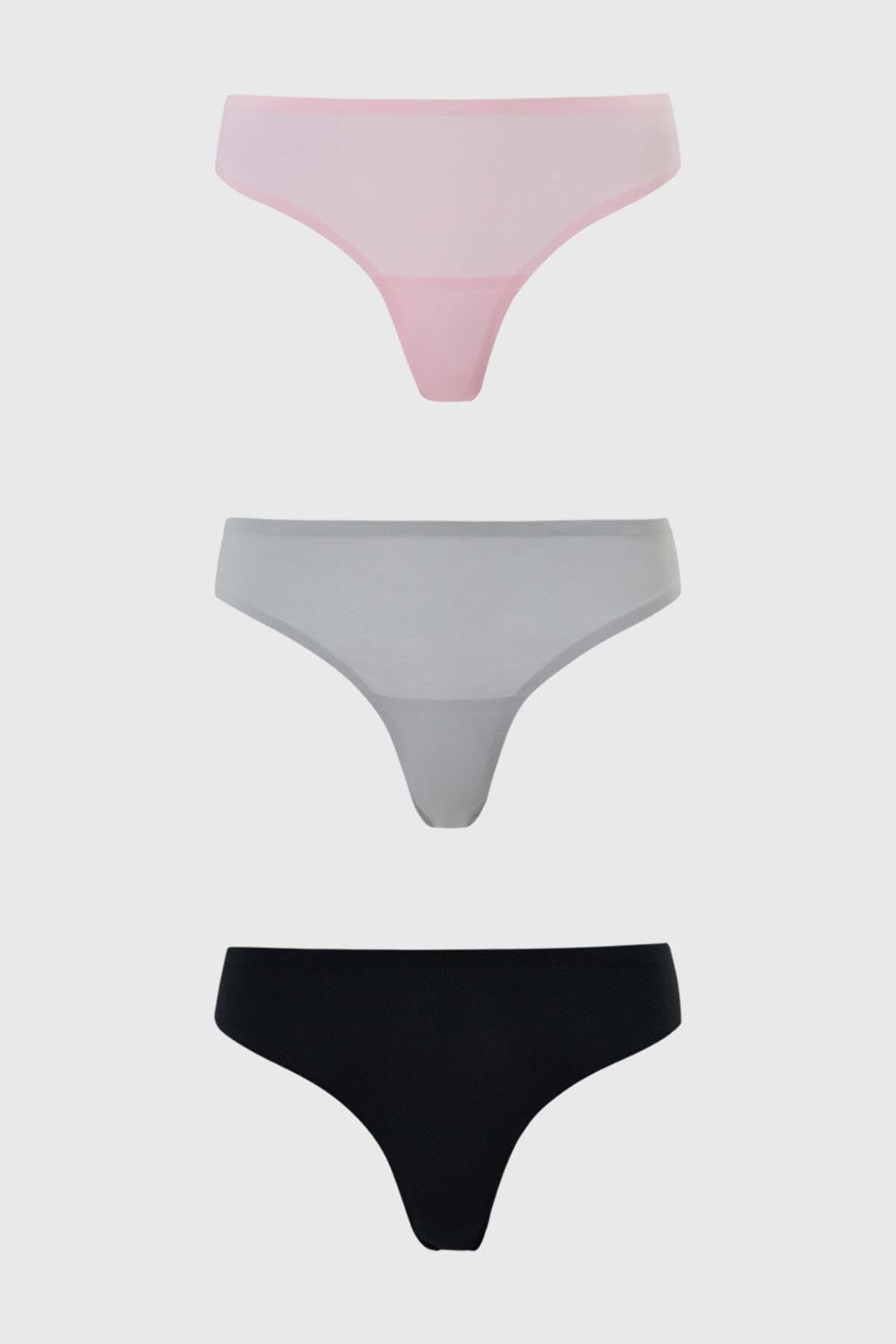 Calzón Mujer Colaless Tripack Algodón Gris