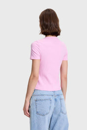 Polera Mujer Rip Crop Rosado