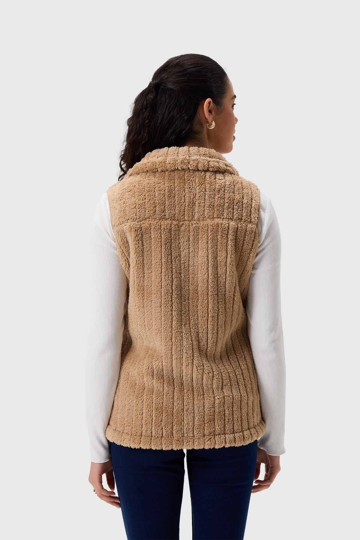 Polar Mujer Peludo Con Textura Beige