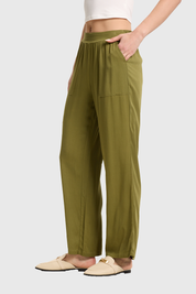 Pantalón Mujer Cargo Pretina Elasticada Verde