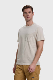 Polera Hombre Básica Con Bolsillo Beigev