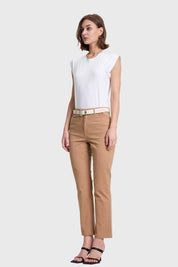 Pantalón Mujer Semi Recto Gabardina Push Up Camel