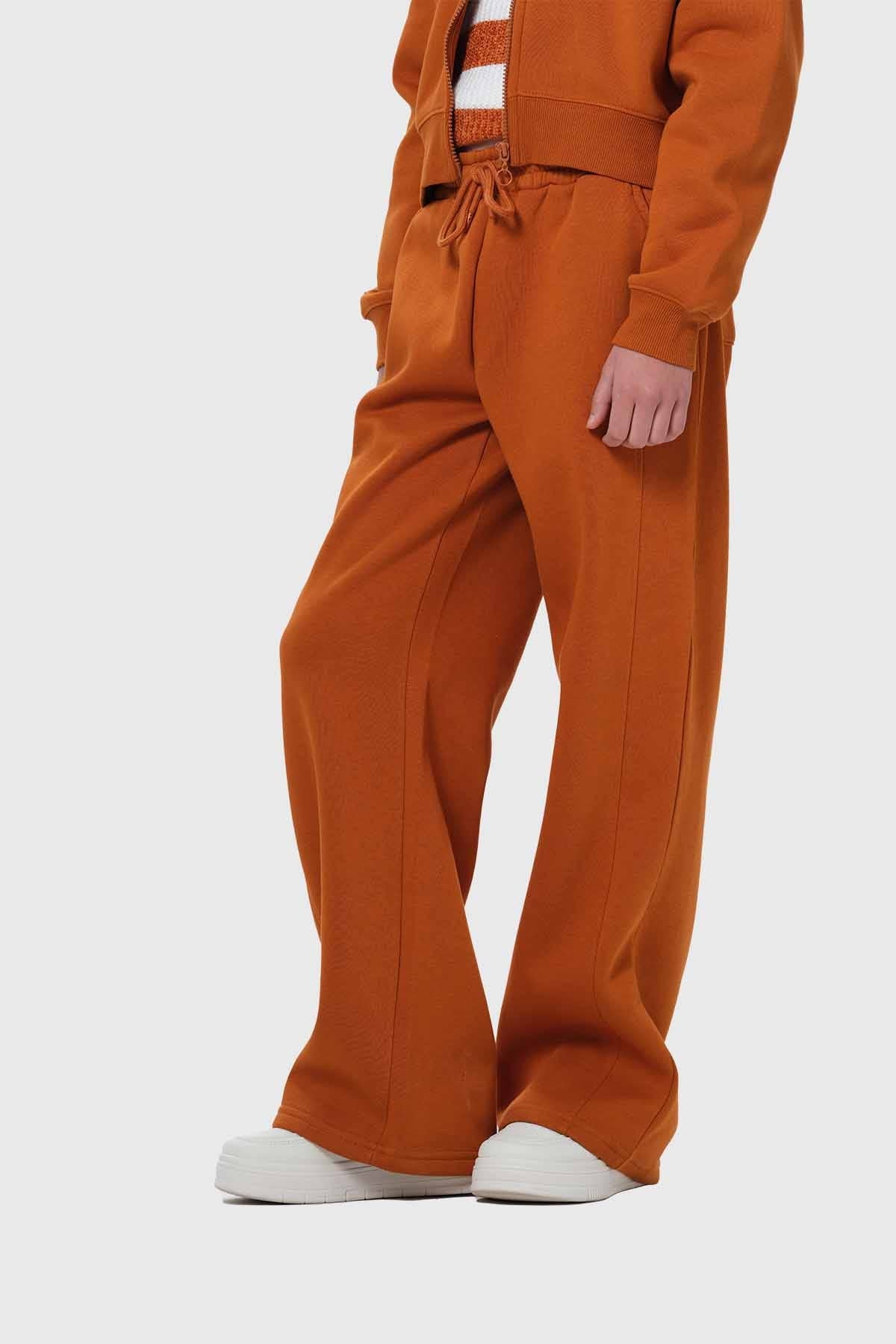 Pantalón Buzo Niña Pierna Ancha Camel