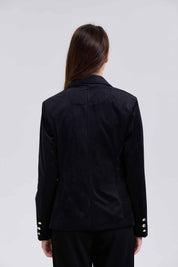 Blazer Mujer Terciopelo Con Solapa Negro