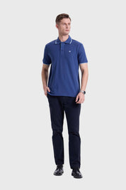POLERA HOMBRE PIQUÉ BÁSICA LISA AZUL