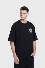 Polera Hombre Doble Print Negro