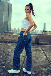 Jeans Mujer Recto Azul