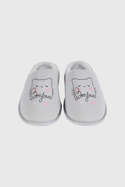 Pantufla Mujer Animales Gris
