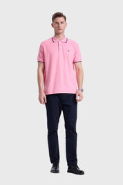 Polera Hombre Piqué Básica Rosado