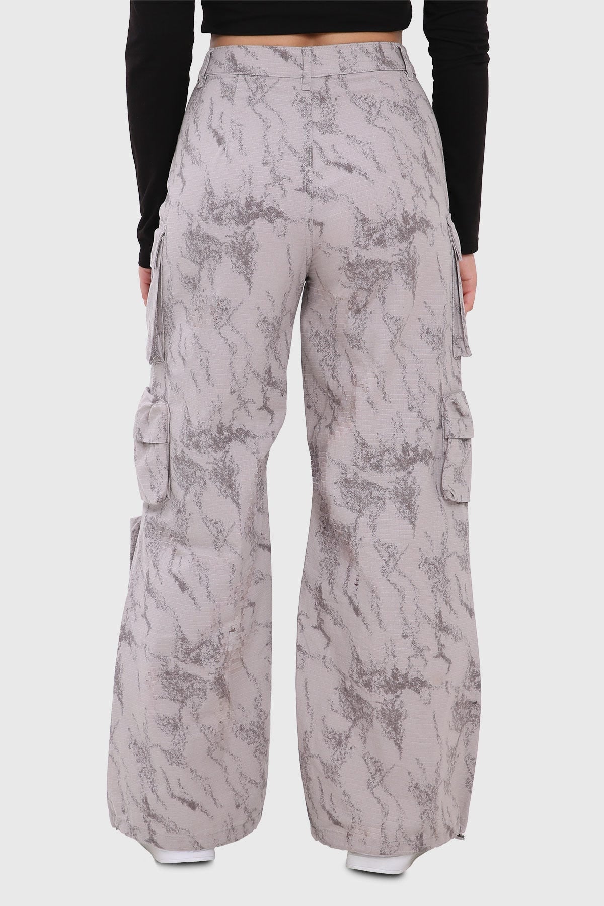 Pantalón Mujer Cargo Manchado Gris