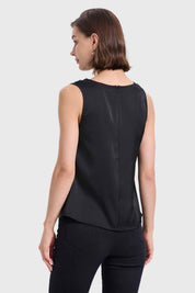 Blusa Mujer Drapeado Satinada Negro
