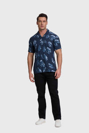 Camisa Hombre Print Hojas Azul