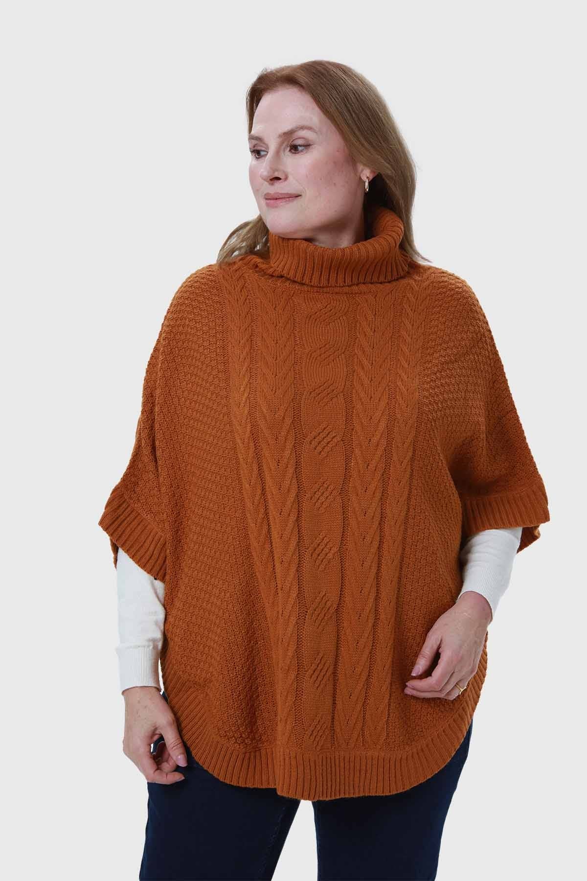 Sweater Mujer Poncho Camel
