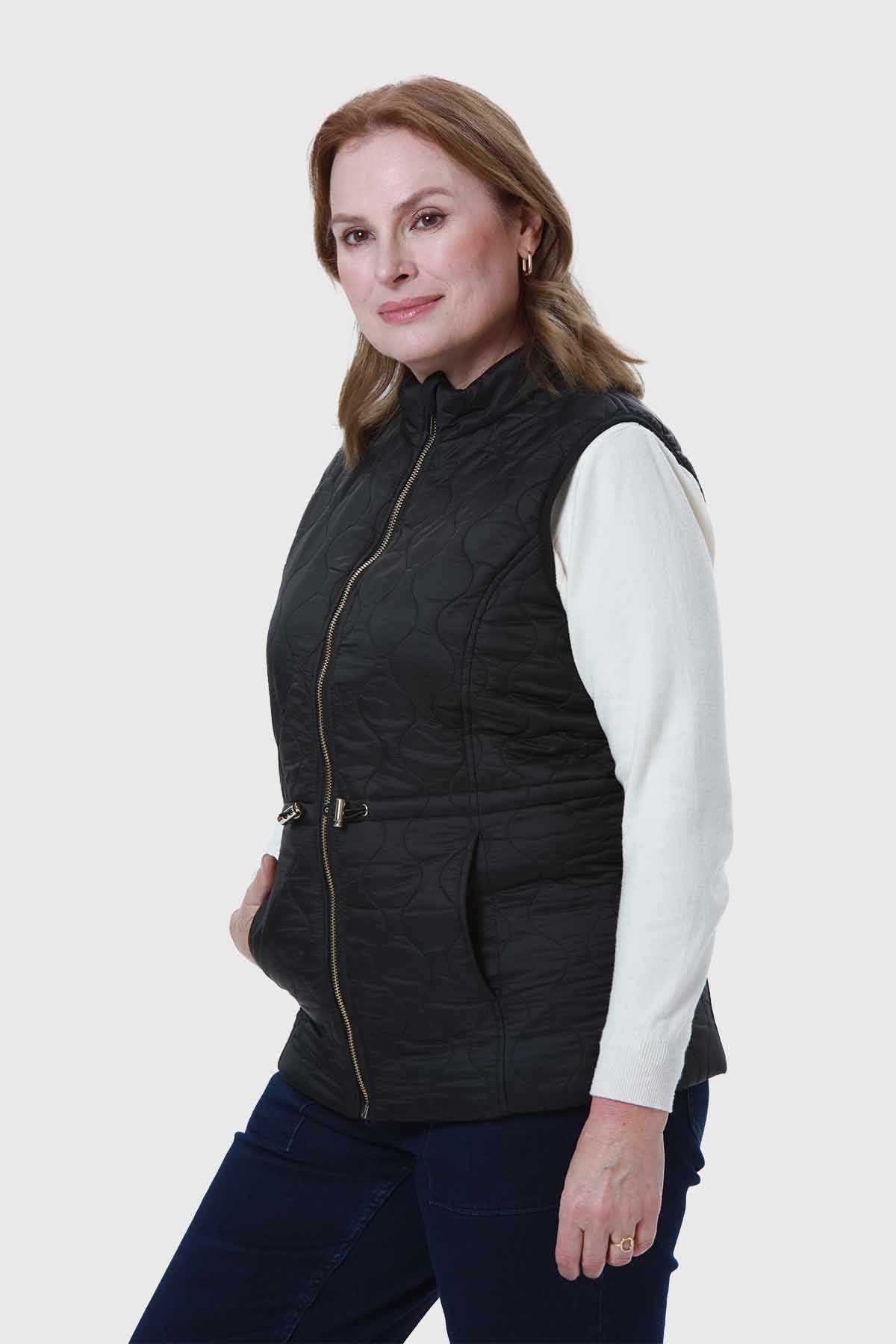 PARKA MUJER CON ROMBOS BOLSILLOS NEGRO