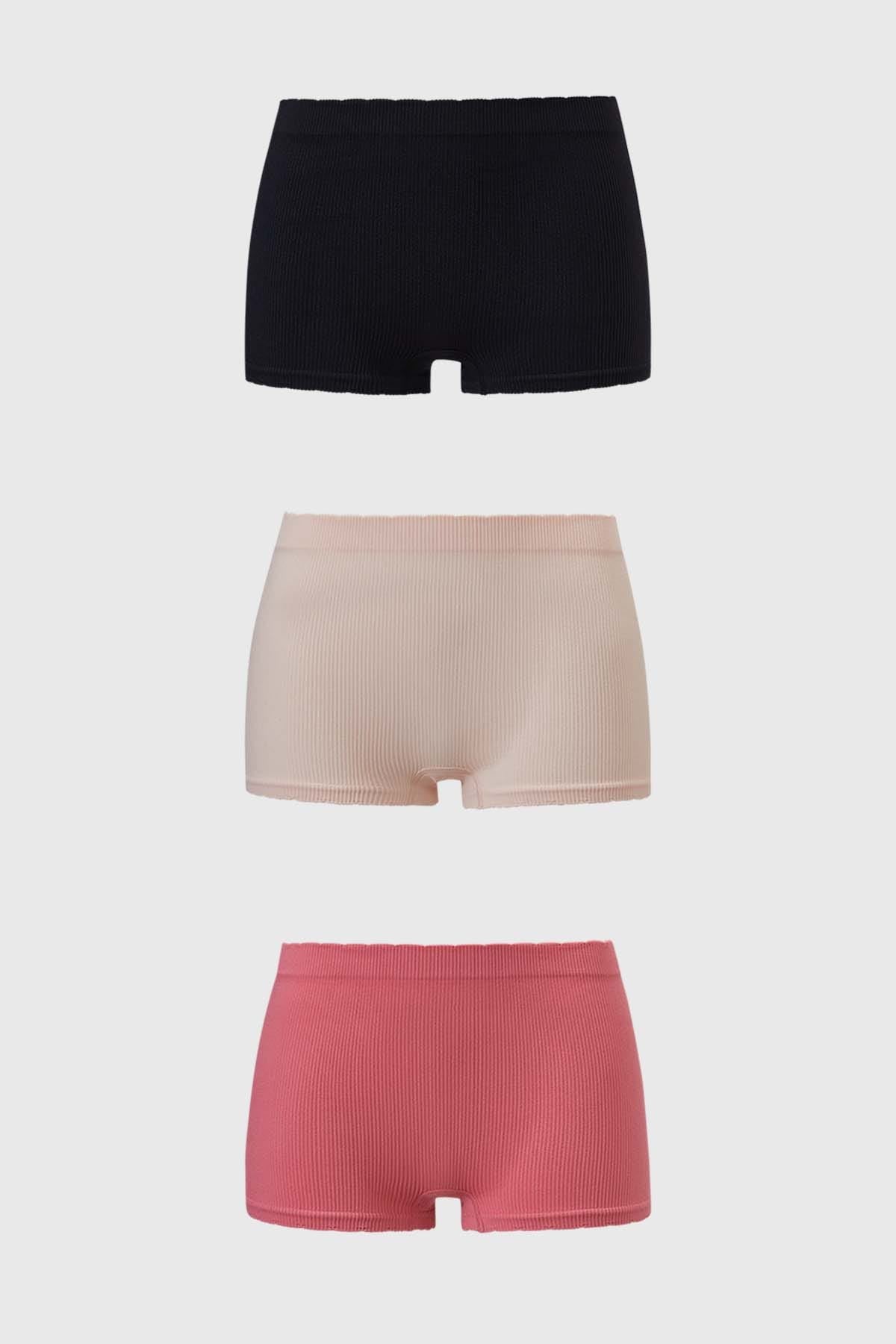 Calzón Mujer Short Tripack Rib Palo Rosa