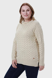 Sweater Mujer Calado Beige