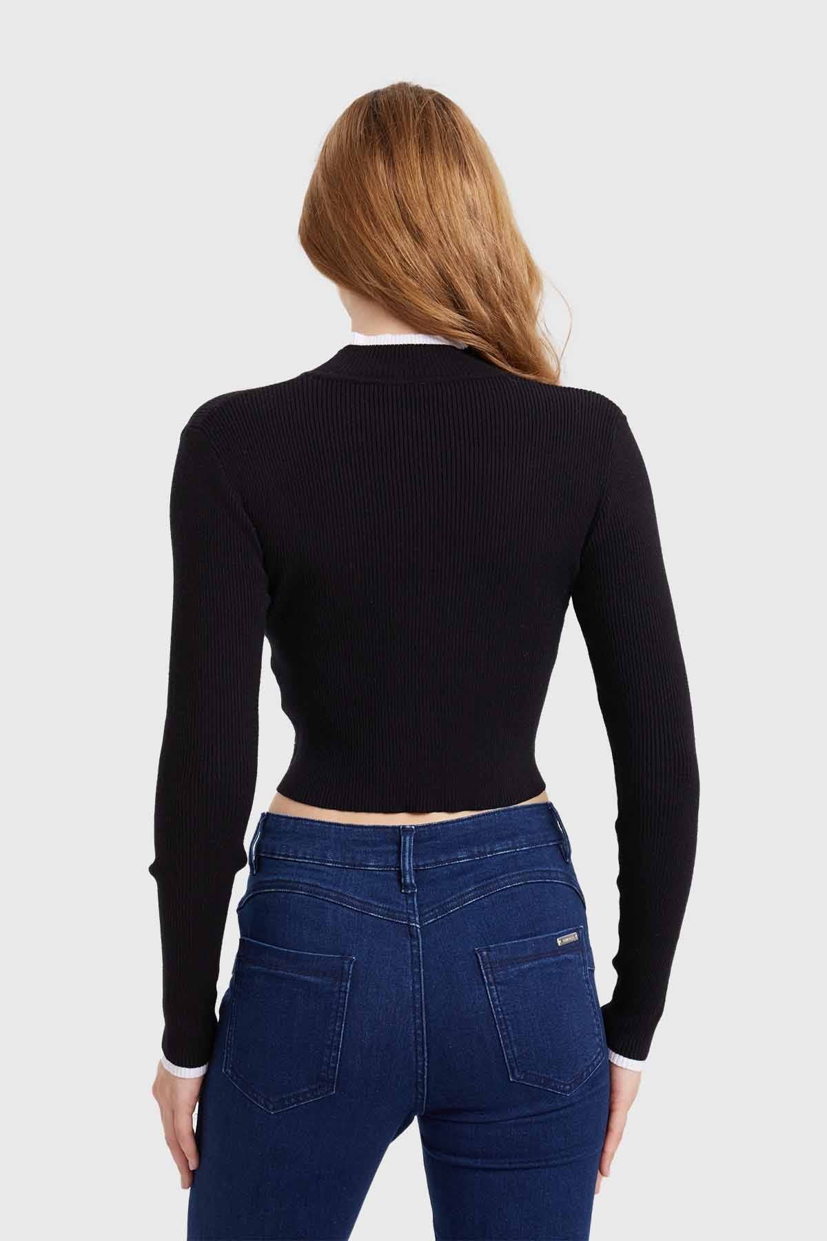 Sweater Mujer Contraste Negro