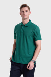 POLERA HOMBRE PIQUE BÁSICA LISA VERDE OSCURO