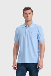 POLERA HOMBRE BÁSICA PIQUE LISA CELESTE