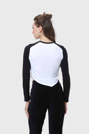 Polera Mujer Bicolor Recogido Negro