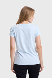 Polera Mujer Básica Print Celeste