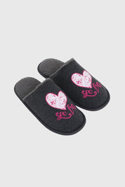 Pantufla Mujer Peludo Print Gris
