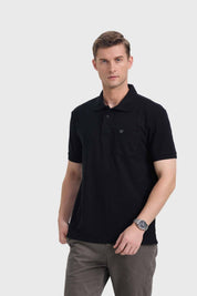POLERA HOMBRE PIQUE BÁSICA LISA NEGRO