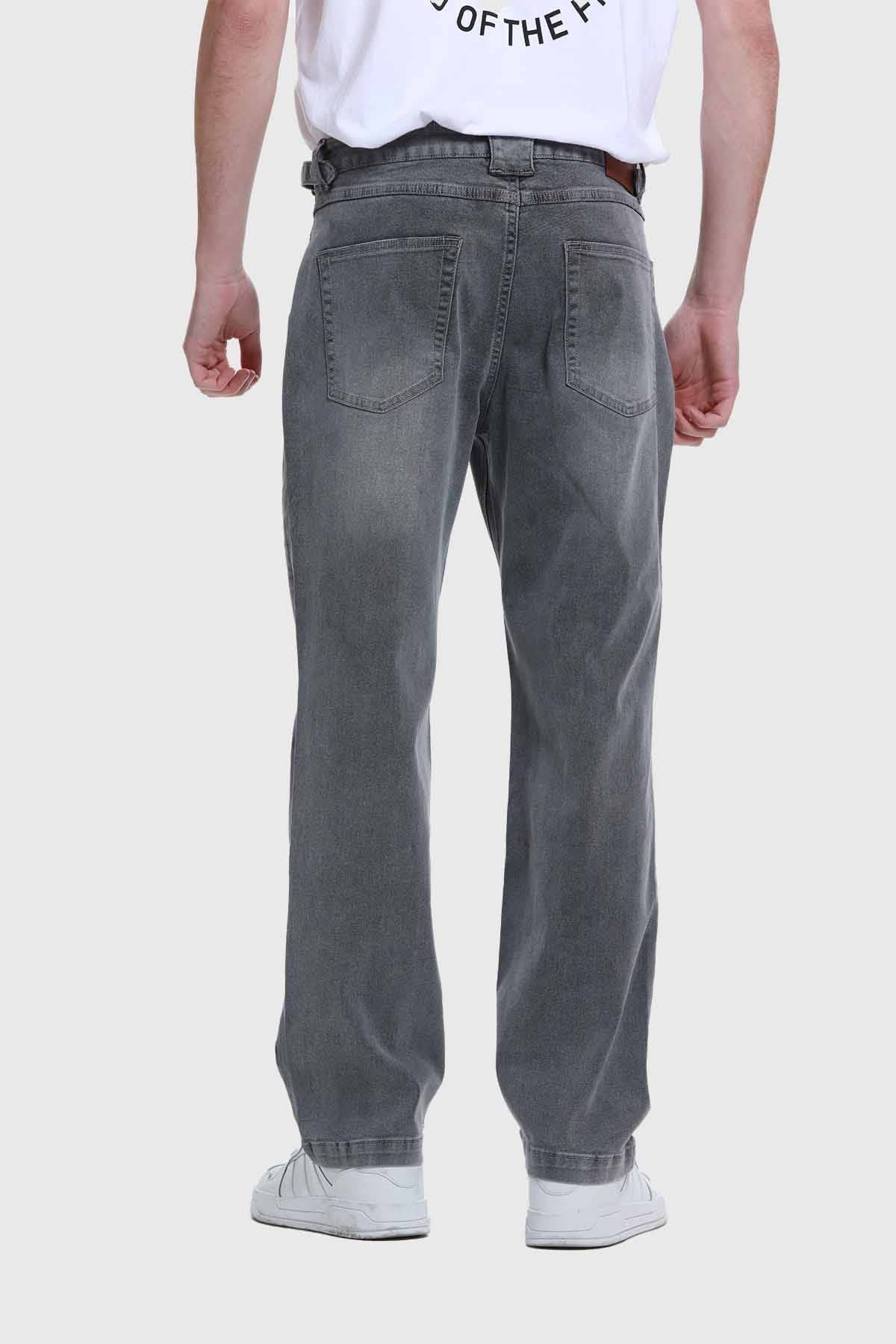 Jeans Hombre Straight Costura Gris